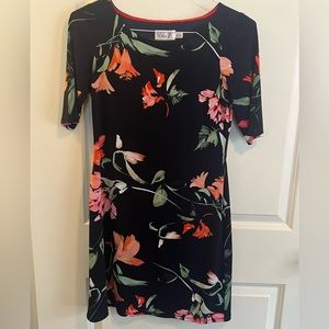 ✅🛑 -SOLD - Eliza J Floral Navy Shift Dress Round Neck Short Sleeve size 2